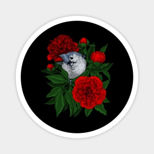 Bird on a red peony bouquet Magnet